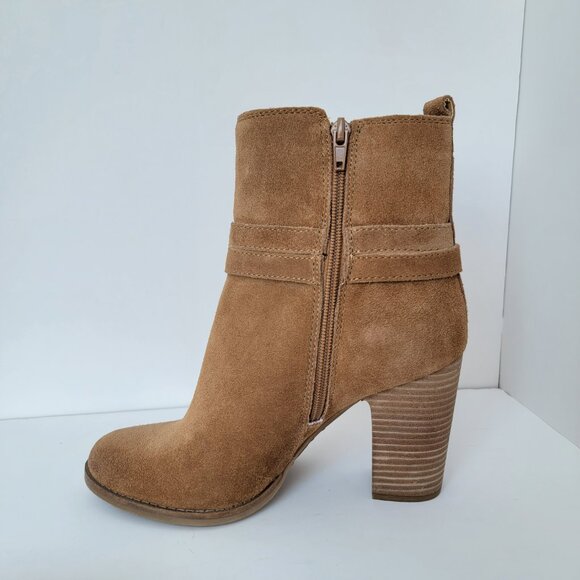 Lucky Brand Women's Suede Latonya Zip up buckle detail Heel Ankle Boots Size 8.5 - Picture 6 of 12